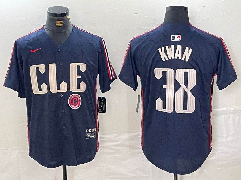 Men Cleveland Indians #38 Kwan Blue City Edition Nike 2024 MLB Jersey style 4